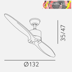 VENTILADOR DC LESTE NIQUEL 2 ASPAS HAYA SIN LUZ 5 VELOCIDADES REMOTO TEMPORIZADOR 132D