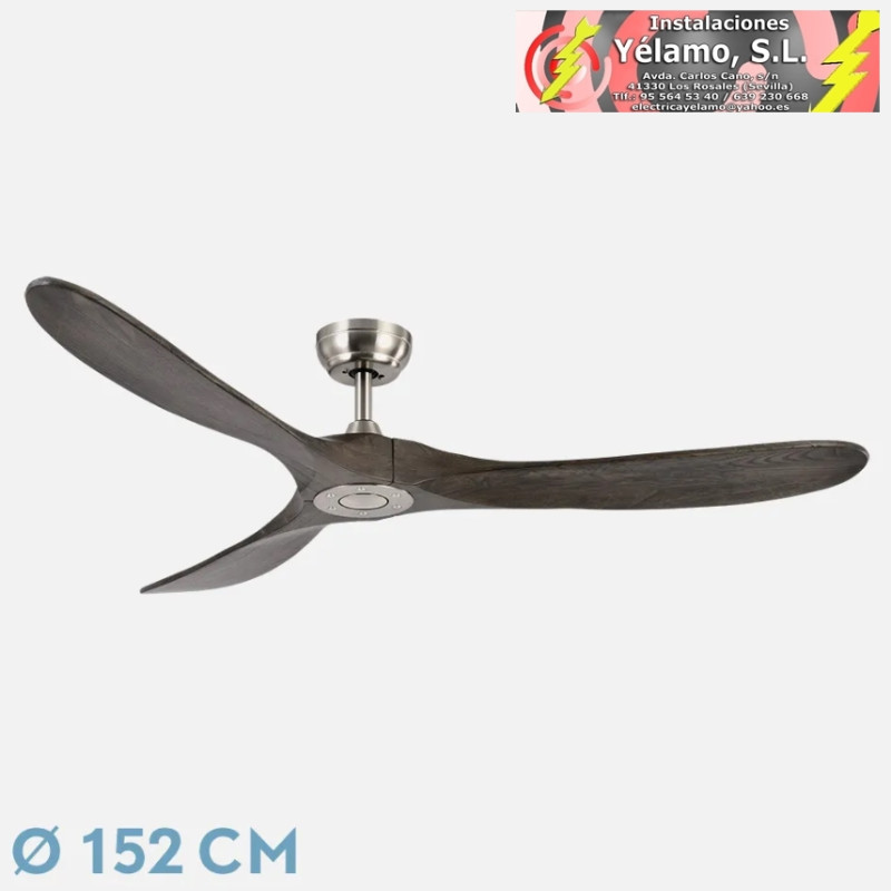 VENTILADOR DC MARIN NIQUEL 3 ASPAS ROBLE SIN LUZ 6 VELOCIDADES REMOTO TEMPORIZADOR 152D 24