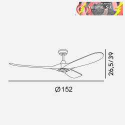 VENTILADOR DC MARIN NIQUEL 3 ASPAS HAYA SIN LUZ 6 VELOCIDADES 152D TEMPORIZADOR Y REMOTO 24