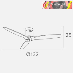 VENTILADOR DC AGUILON CUERO 3 ASPAS ROBLE 6 VELOCIDADES SIN LUZ REMOTO Y TEMPORIZADOR 132D