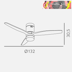 VENTILADOR 20W DC AGUILON BLANCO 3 ASPAS BLANCAS 6 VELOCIDADES C/REMOTO, REG.INTENSIDAD, TEMPORIZADOR 30,5X132X132cm