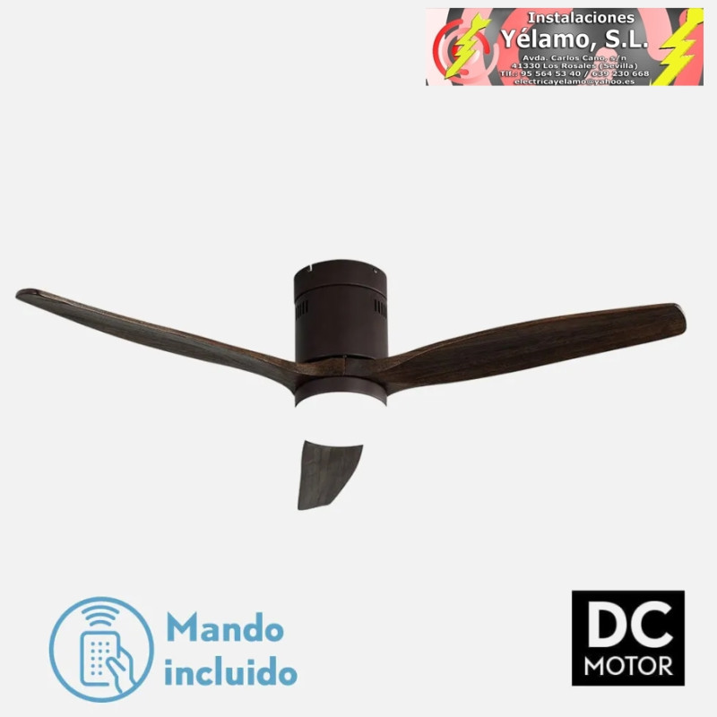 VENTILADOR 20W DC AGUILON MARRON 3 ASPAS ROBLE 6 VELOCIDADES, C/REMOTO, REG.INTENSIDAD, TEMPORIZADOR 30,5X132X132cm