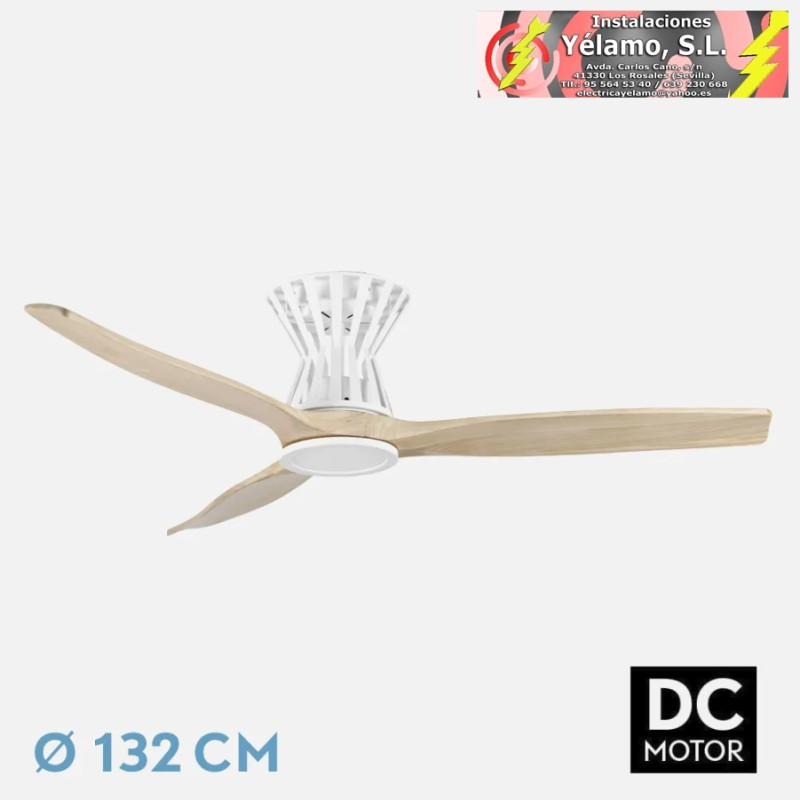 VENTILADOR DC BALTIR 18W BLANCO/HAYA 3 ASPAS 132D REGULABLE INTENSIDAD 2250LM 3000K,4000K,6000K REMOTO+TEMPORIZADOR+MEMORIA