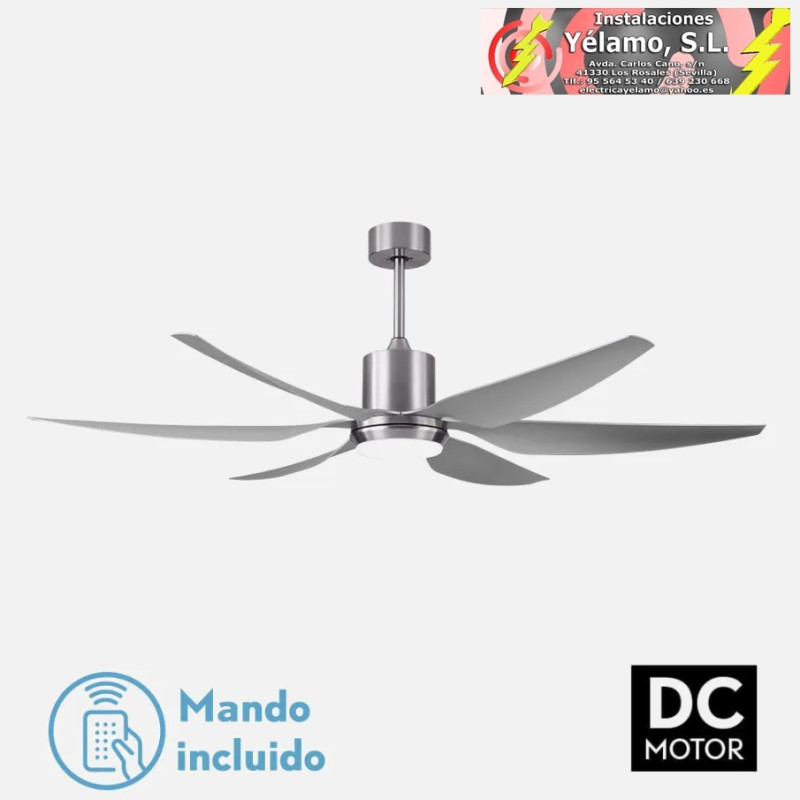 VENTILADOR DC OTTO 24W 2950LM NIQUEL 6 ASPAS PLATA REG.X167D 3000-4000-6000K 2 TIJAS, CONTROL REMOTO, MEMORIA Y TEMPORIZADOR