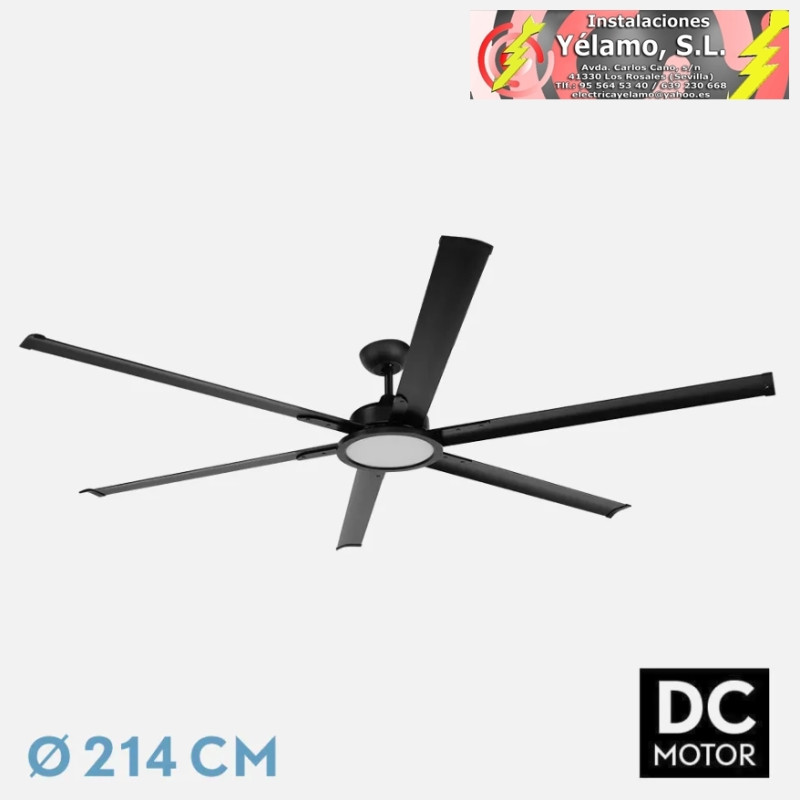 VENTILADOR DC ALMANZOR 24W NEGRO 6 ASPAS 214D REGULABLE INTENSIDAD 2950LM 3000K,4000K,6000K REMOTO, TEMPORIZADOR Y MEMORIA