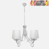 LÁMPARA LUXOR 5XE14 CROMO PANTALLA BLANCA REGX61X61 cm