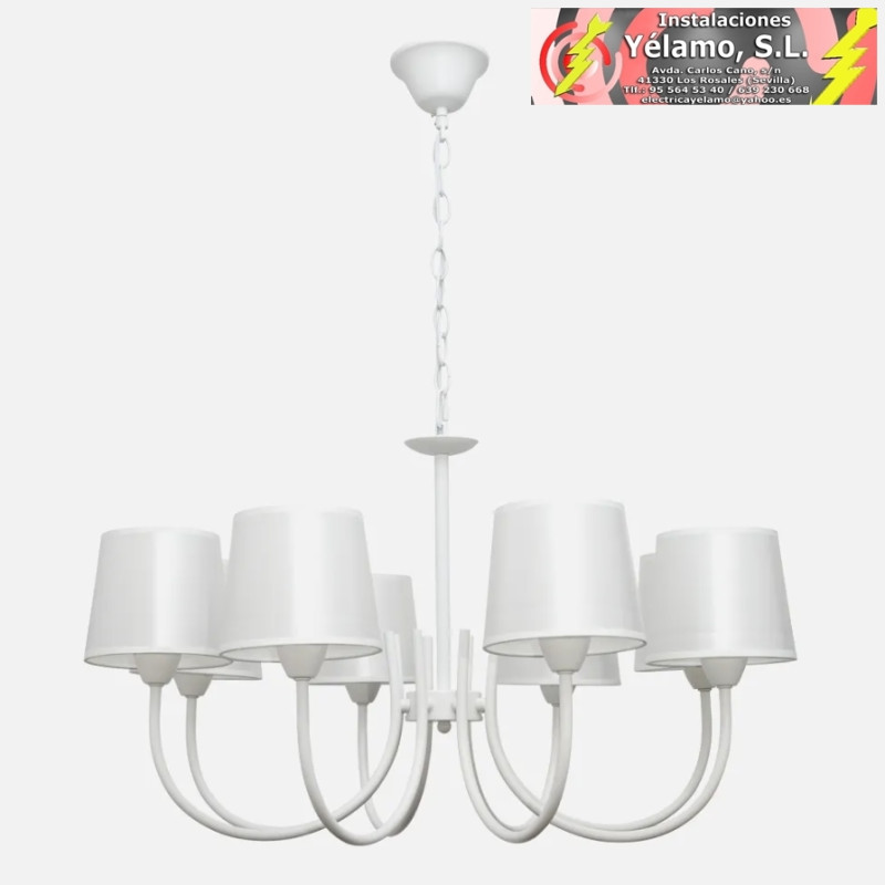 LÁMPARA GUADALAJARA 8XE14 BLANCA PANTALLA BLANCA