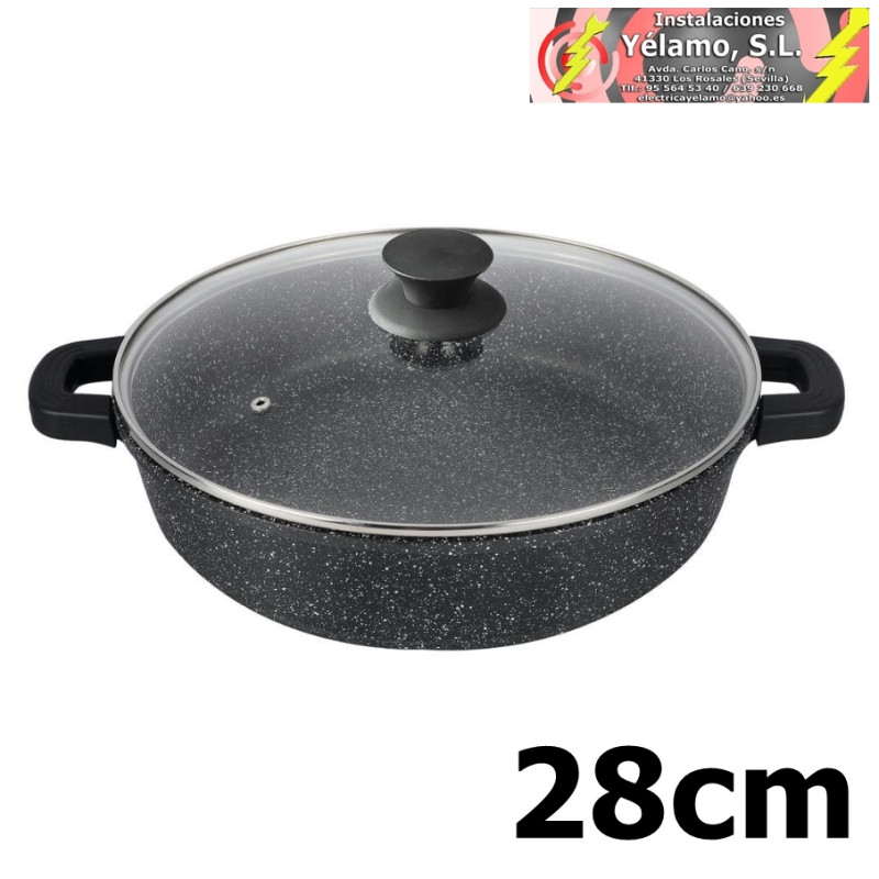 CACEROLA BAJA 28cm PIEDRA MÁRMOL ALUMINIO