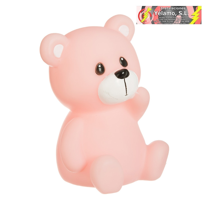 LÁMPARA LED NOCTURNA DECORATIVA OSITO ROSA (PILAS INCLUIDAS)