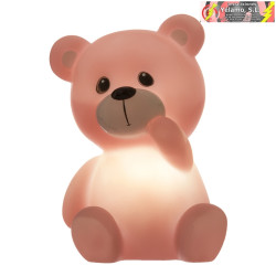 LÁMPARA LED NOCTURNA DECORATIVA OSITO ROSA (PILAS INCLUIDAS)