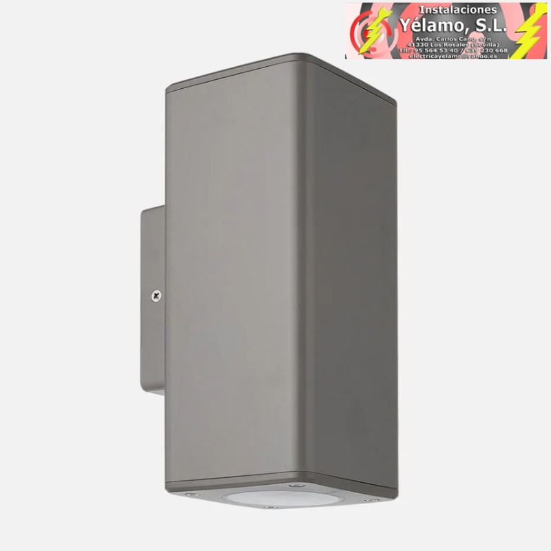 APLIQUE EXTERIOR YOPOL 2xGU10 GRIS POLICARBONATO 18,6x7,6x9,9cm IP54