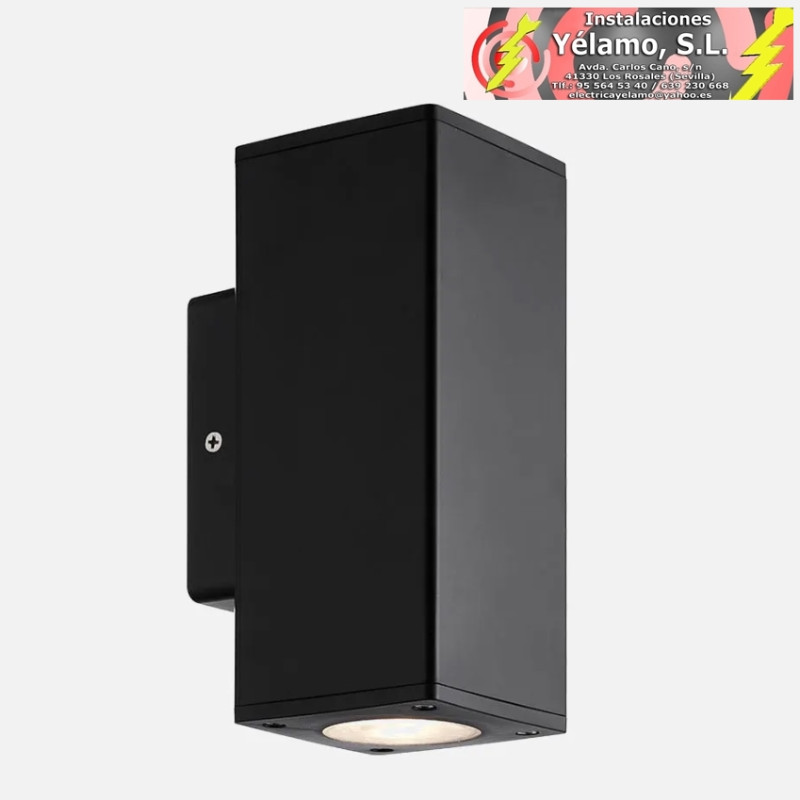 APLIQUE EXTERIOR YOPOL 2xGU10 NEGRO POLICARBONATO 18,6x7,6x9,9cm IP54
