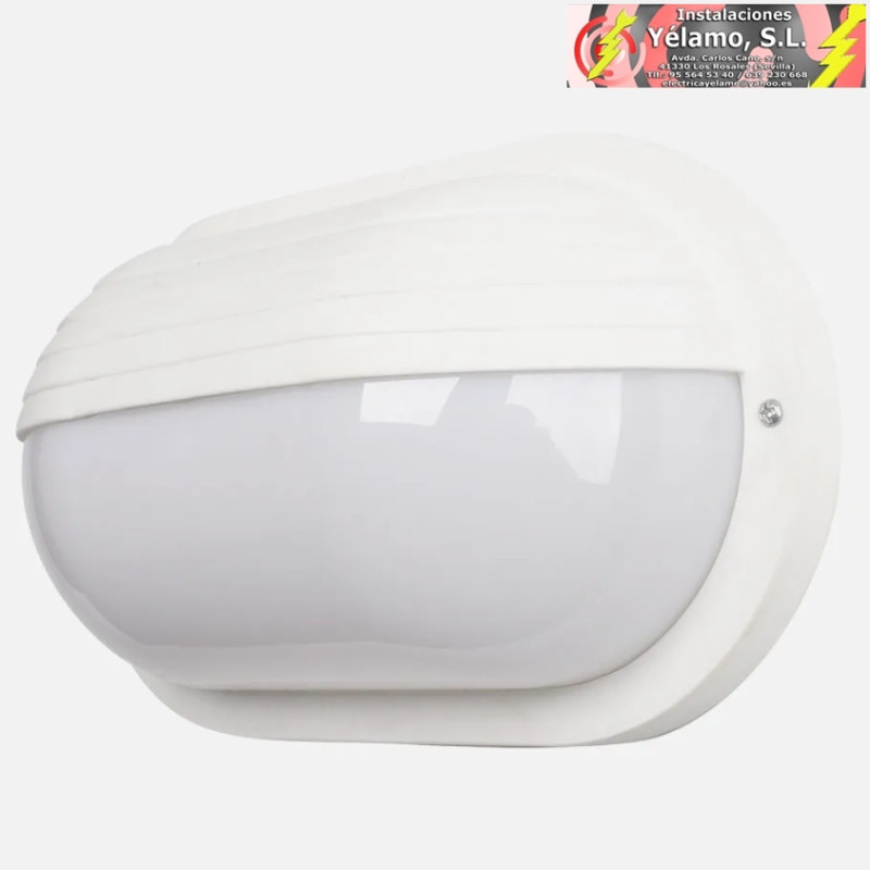 APLIQUE EXTERIOR OVALADO CANOPUS GRANDE 1xE27 POLICARBONATO BLANCO 10x26x15cm IP44