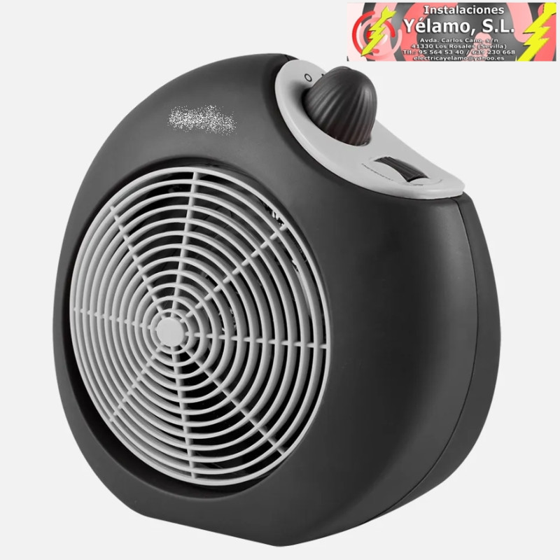 TERMOVENTILADOR ELÉCTRICO SAVONA 2000W NEGRO/GRIS TERMOST. REG.2POTENCIAS 3 FUNCIONES SIST.SEG. 24,5x25,5x14cm