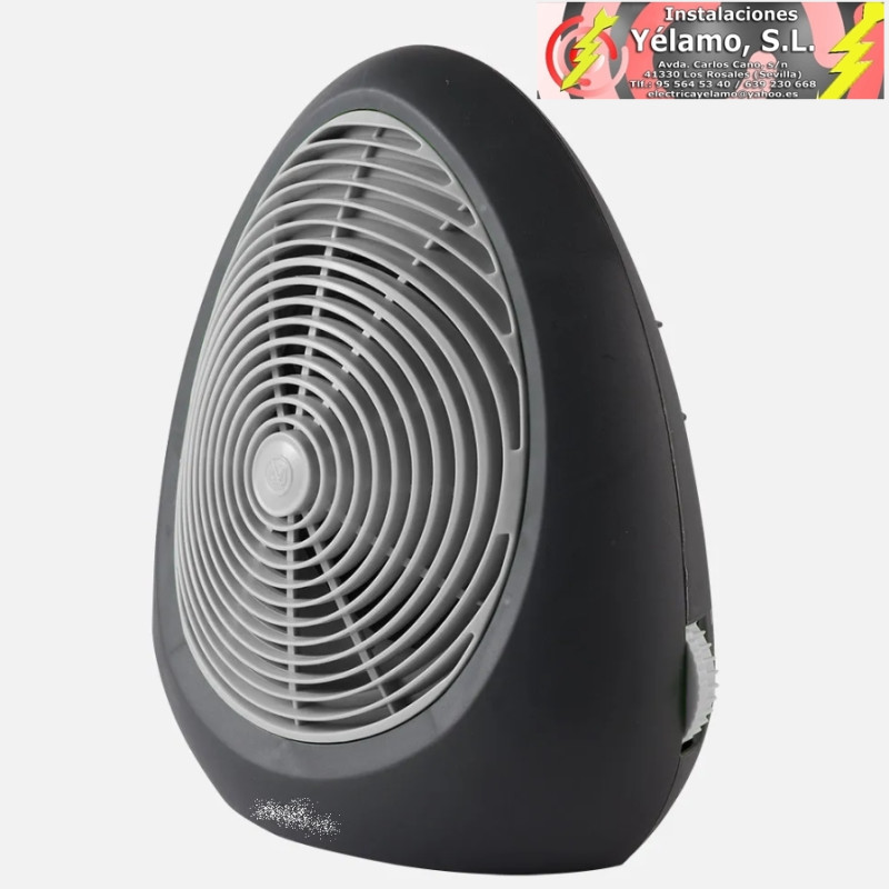 TERMOVENTILADOR ELÉCTRICO PERUGIA 2000W NEGRO/GRIS TERMOST.REG. 2 POTENCIAS 3 FUNCIONES SIST.SEGURIDAD 30,5x27x16