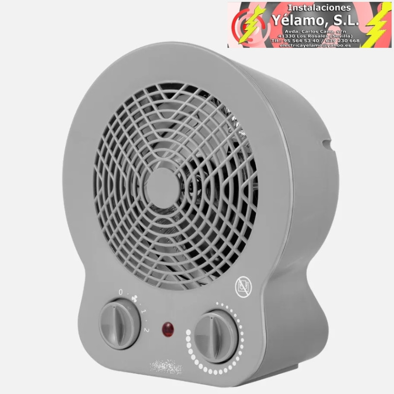 TERMOVENTILADOR ELÉCTRICO CREMONA 2000W GRIS TERMOST.REG. 2 POTENCIAS 3 FUNCIONES SIST.SEG. 26,5x22,5x13cm