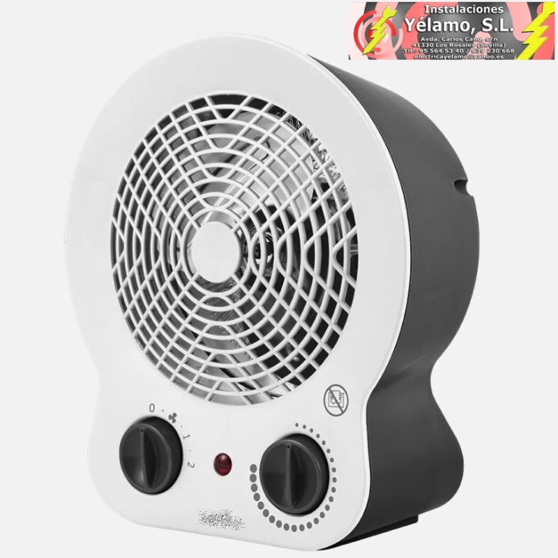 TERMOVENTILADOR ELÉCTRICO CREMONA 2000W BLANCO/NEGRO TERMOST.REG. 2 POTENCIAS 3 FUNCIONES SIST.SEGURIDAD 26,5x22,5x13cm