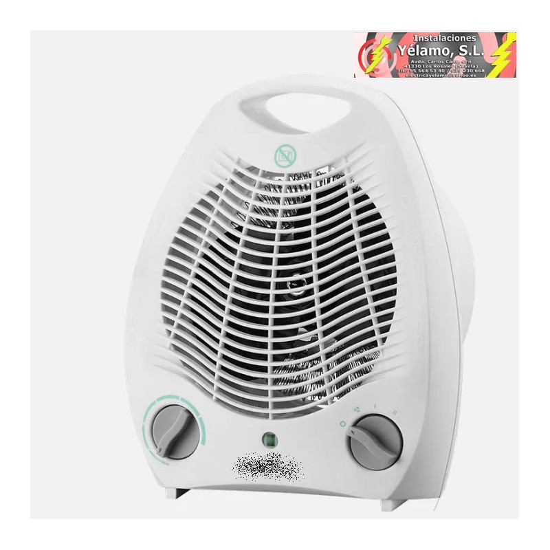 TERMOVENTILADOR ELÉCTRICO CANDIL 2000W BLANCO TERMOSTATO REG. 2 POTENCIAS 3 FUNCIONES, SIST. SEGURIDAD 29,5x21,9x13,1cm