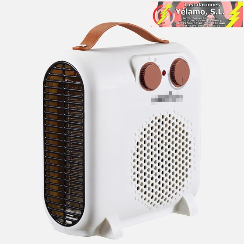 TERMOVENTILADOR ELÉCTRICO TUNDRA 200W BLANCO/MARRÓN 2 POTENCIAS 3 FUNCIONES PROTECC.SEG.LUZ IND. 24,8x23,3x11,7cm