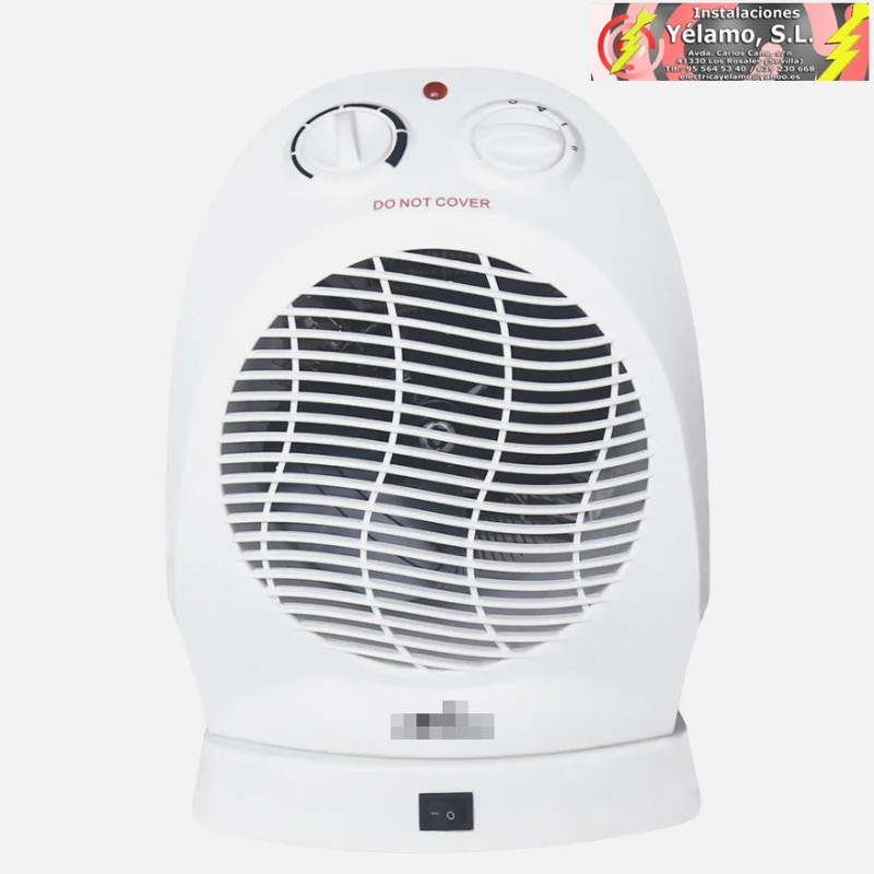 TERMOVENTILADOR ELÉCTRICO TEMPLE 2000W BLANCO OSCILANTE TERMOSTATO REG. 2POTENCIAS 3FUNCIONES ANTIVUELVO 29x21x16cm