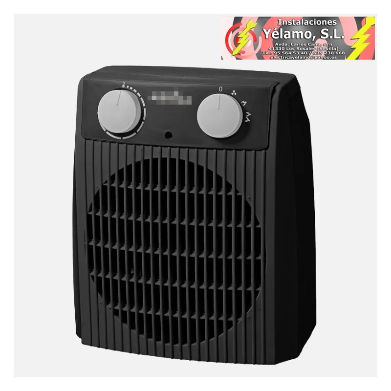 TERMOVENTILADOR ELÉCTRICO NAIROBI 2000W GRIS/NEGRO 2POTENCIAS 3FUNCIONES PROT.SEG.LUZ IND. 22,9x19,4x13,3cm