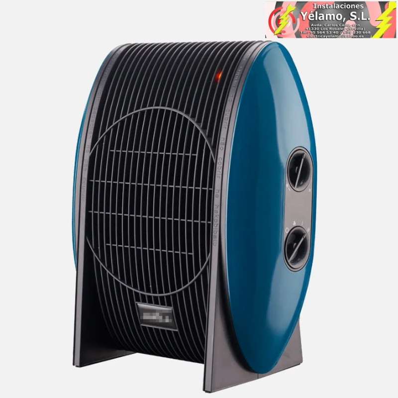 TERMOVENTILADOR DESIERTO 2000W AZUL 2POTENCIAS 3FUNCIONES TERMOSTATO REGULABLE SEGURO 31x25x14cm