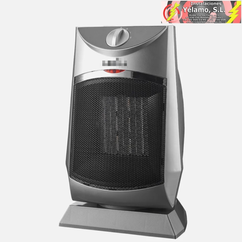 TERMOVENTILADOR CERÁMICO PTC CALIDEZ 1500W PLATA 2POTENCIAS 3FUNCIONES PROTECC.SEGURIDAD, ANTIVUELCO 32,5x20x17cm