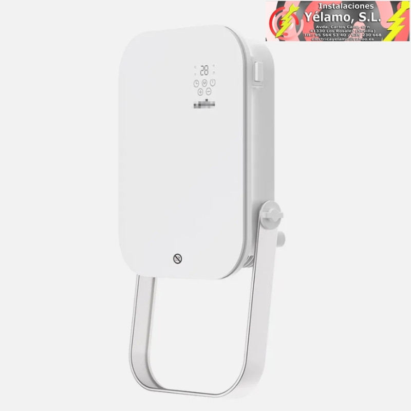 TERMOVENTILADOR PARED BAÑO AUSTRIA 2000W BLANCO 3FUNCIONES C/REMOTO Y TOALLERO DISPLAY IP24 50x25x13cm