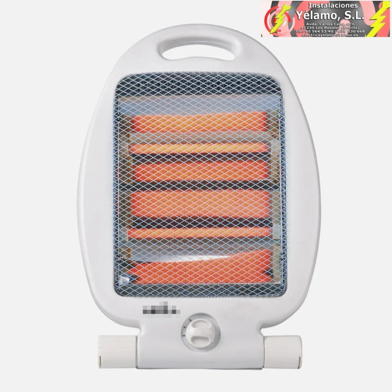 ESTUFA ELEC.DE CUARZO IGNEO 800W BLANCO 2POTENCIAS PORTÁTIL C/ASA 2ELEMENTOS ANTIVUELCO 37,5x23,5x16cm