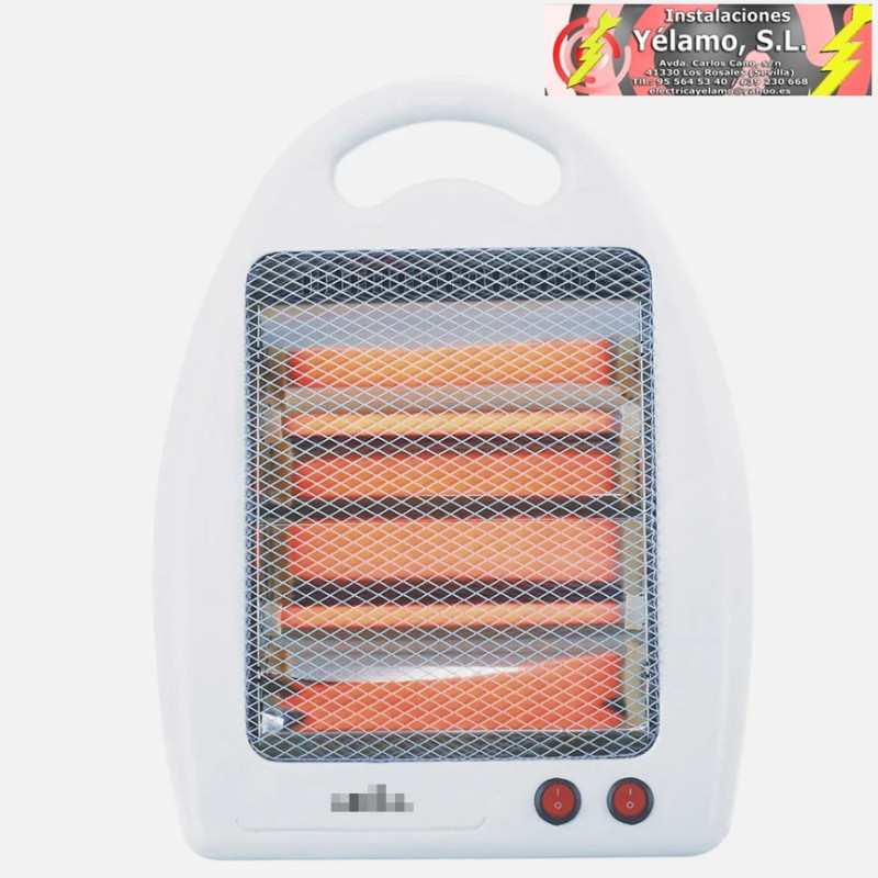 ESTUFA ELECT.DE CUARZO IGNEO 800W BLANCO 2POTENCIAS 2ELEMENTOS PORTÁTIL C/ASA ANTIVUELCO 39,5x30x14,5cm