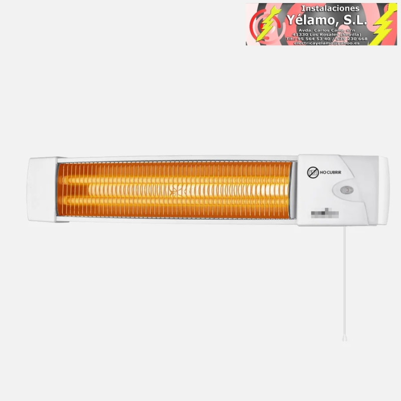 ESTUFA CUARZO ÁFRICA 1200W BLANCO 2POTENCIAS CONTROL CADENA DE TIRO 10,4x57x10,8cm