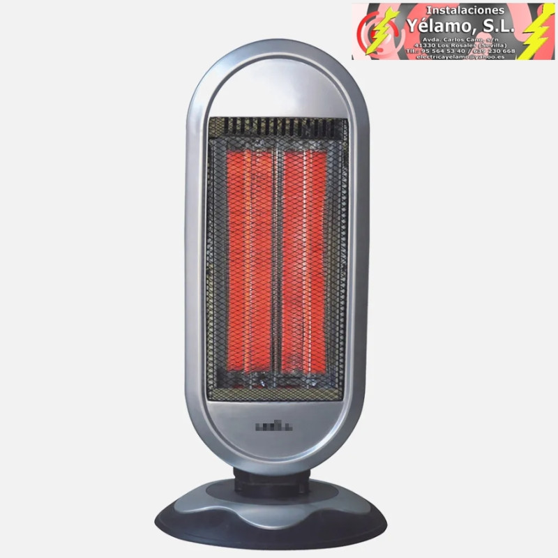 ESTUFA ELECT.DE CARBONO FULGOR 900W NEGRO/PLATA 2POTENCIAS, OSCILANTE, 2ELEMENTOS, ASA, ANTIVUELCO, TERMOST.REG 60x30x30cm