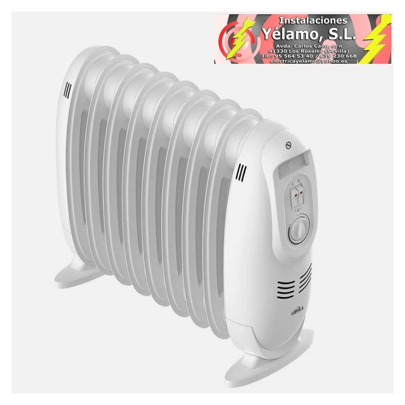 RADIADOR ACEITE IRLANDA 1200W BLANCO 3POTENCIAS TERMOST.REG 9ELEMENTOS PROTEC.SEGURID.ASA 38,2x43x18cm