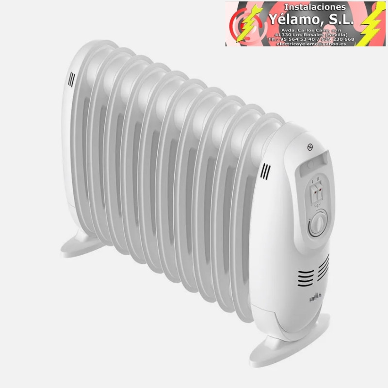 RADIADOR ACEITE IRLANDA 1500W BLANCO 3POTENCIAS TERMOSTATO REG. 11ELEMENTOS PROTEC.SEGURID.ASA 38,2x51x18cm