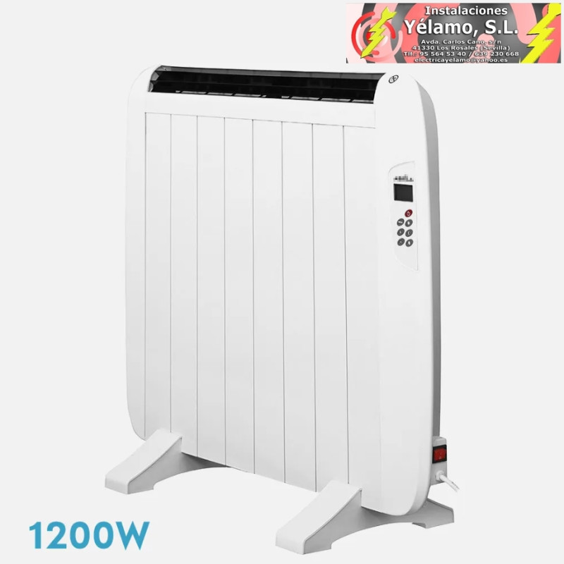 EMISOR TÉRMICO GABÁN 1200W X EN ALUMINIO BLANCO REMOTO LCD, TEMPORIZADOR MURAL/PORTÁTIL 58,5x72x5,5cm