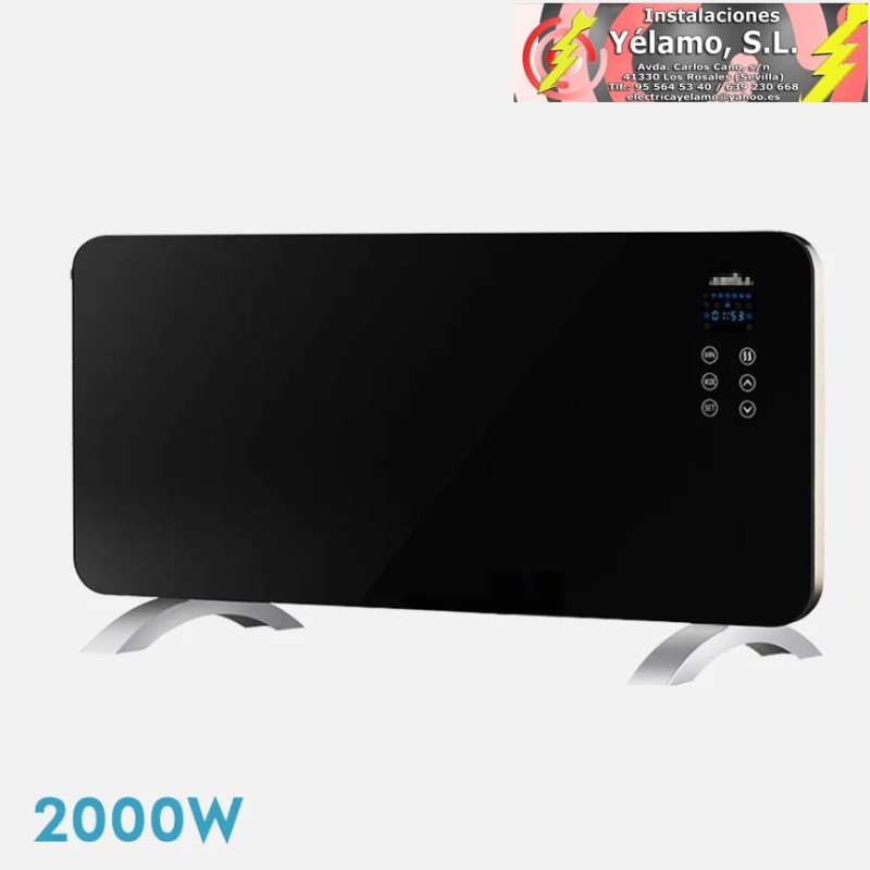 EMISOR TÉRMICO CRISTAL HIMALAYA 2000W NEGRO 2POTENCIAS X ALUMINIO, REMOTO, TEMPORIZADOR, IP24 38x92x6,86cm