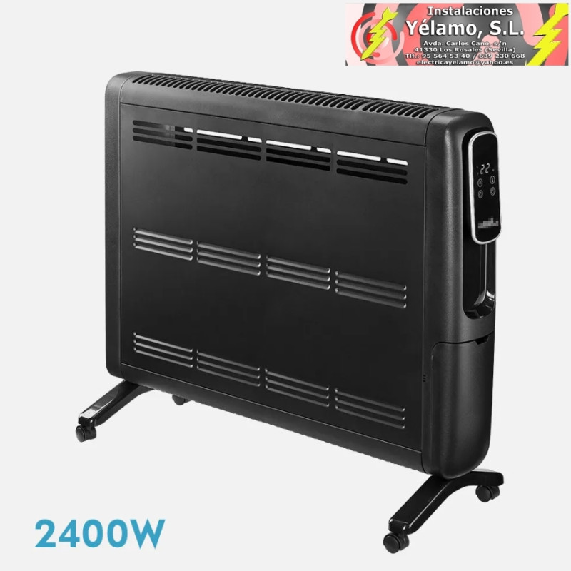 EMISOR TÉRMICO ALUMINIO ALPINO 2400W NEGRO 2POTENCIAS DISPLAY C/REMOTO ANTIVUELCO TEMP.REG. 61,8x67,5x25,5cm