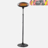 CALEFACTOR EXTERIOR CUARZO AUSTRAK 2000W NEGRO C/PIE 3ELEMENTOS 3POTENCIAS IP34 ORIENTABLE Y GIRO 360º REGx50,5x50cm