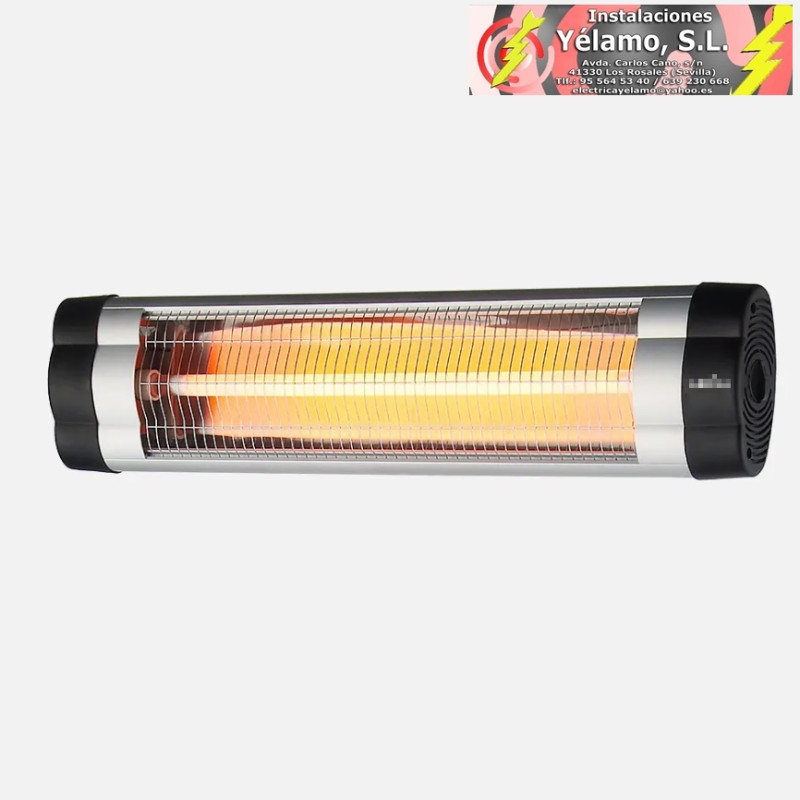 CALEFACTOR EXTERIOR CUARZO AUSTRAL 2500W NEGRO/CROMO INFRARROJO PIE/PARED TERMOST.REG. 20x87x8,5cm