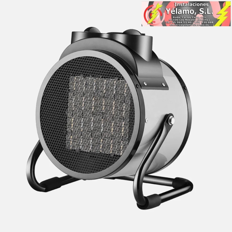 TERMOVENTILADOR CERÁMICO PTC INDUSTRIAL GABÓN 3000W NEGRO 3POTENCIAS TERMOST.REG.SEG. 30x24,5x21cm