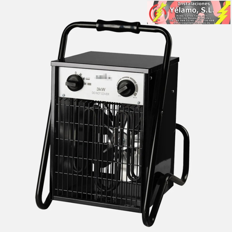 TERMOVENTILADOR INDUSTRIAL SIMEÓN 3000W NEGRO 2POTENCIAS IP24 TERMOST.REG. 44x32x30cm