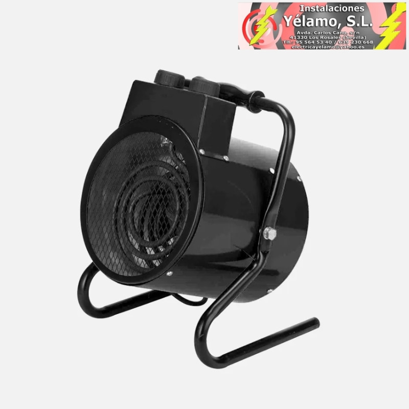 TERMOVENTILADOR INDUSTRIAL ZENÓN 3000W NEGRO 2POTENCIAS IP24 TERMOSTATO REG. 33x24x22,5cm
