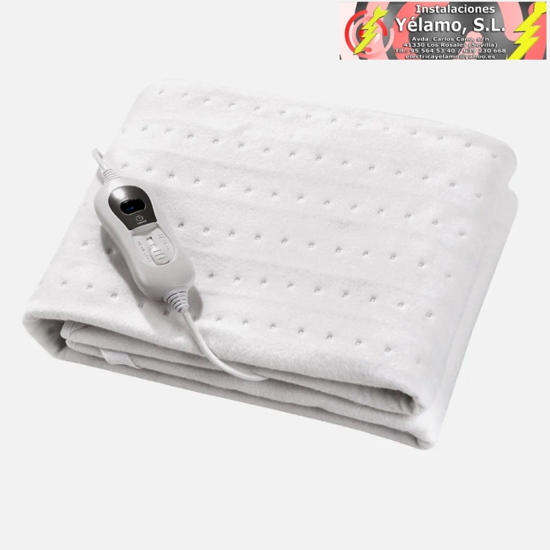 CALIENTACAMAS ELÉCTRICO BIENESTAR BLANCO 60W 150x80cm 3NIVELES CONTROL LED AUTOAPAGADO 3H LAVABLE