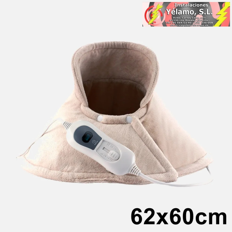 ALMOHADILLA CERVICAL ELÉCTRICA RELENTE BEIS 100W 3 NIVELES 60x62cm APAGADO AUTOMÁTICO, DESMONTABLE Y LAVABLE