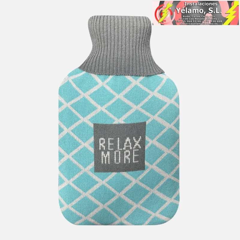 BOLSA AGUA CALIENTE MIMO 1,7L FORRO AZUL RELAX 20x32x4cm FLEXIBLE Y AGRADABLE AL TACTO