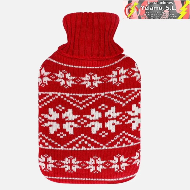 BOLSA AGUA CALIENTE MIMO 1,7L FORRO ROJO NAVIDAD 20x32x4cm FLEXIBLE Y AGRADABLE AL TACTO