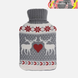 BOLSA AGUA CALIENTE MIMO 1,7L FORRO GRIS/ROJO RENOS 20x32x4cm FLEXIBLE Y AGRADABLE AL TACTO