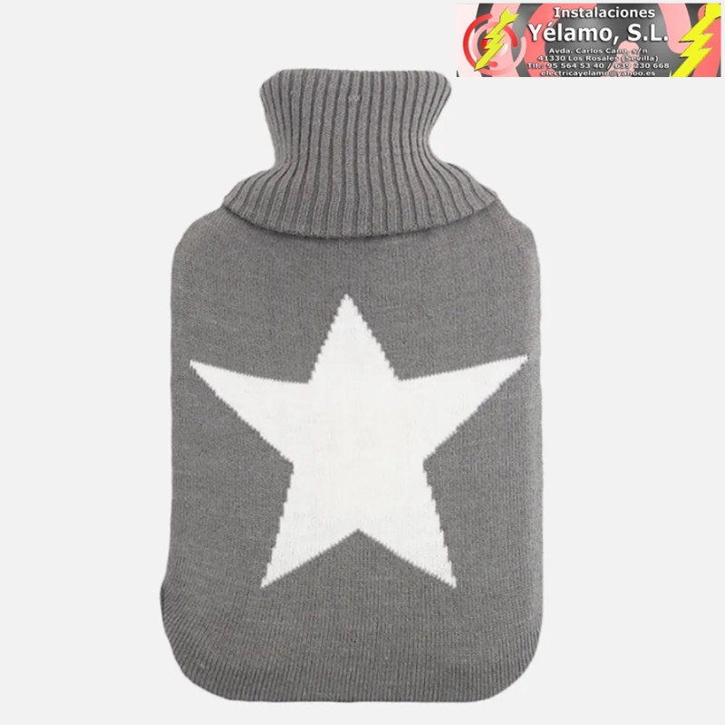 BOLSA AGUA CALIENTE MIMO 1,7L FORRO BLANCO/GRIS ESTRELLA 20x32x4cm FLEXIBLE AGRADABLE AL TACTO