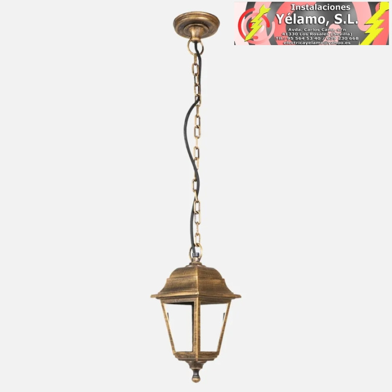 COLGANTE EXTERIOR ALBAHACA 1xE27 ORO VIEJO IP44 POLICARBONATO REGx15x15cm