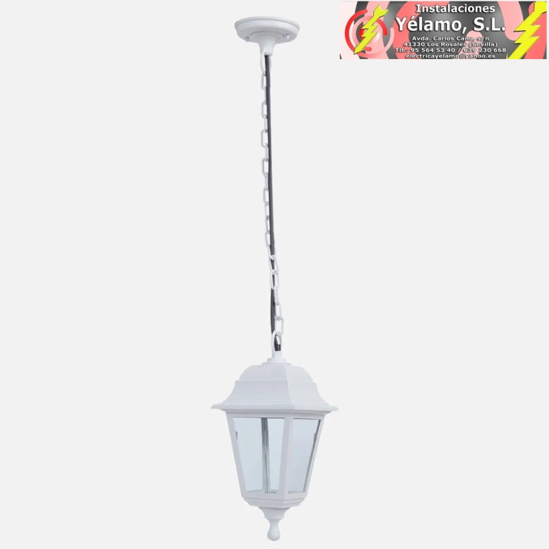 COLGANTE EXTERIOR ALBAHACA 1xE27 BLANCO IP44 POLICARBONATO REGx15x15cm